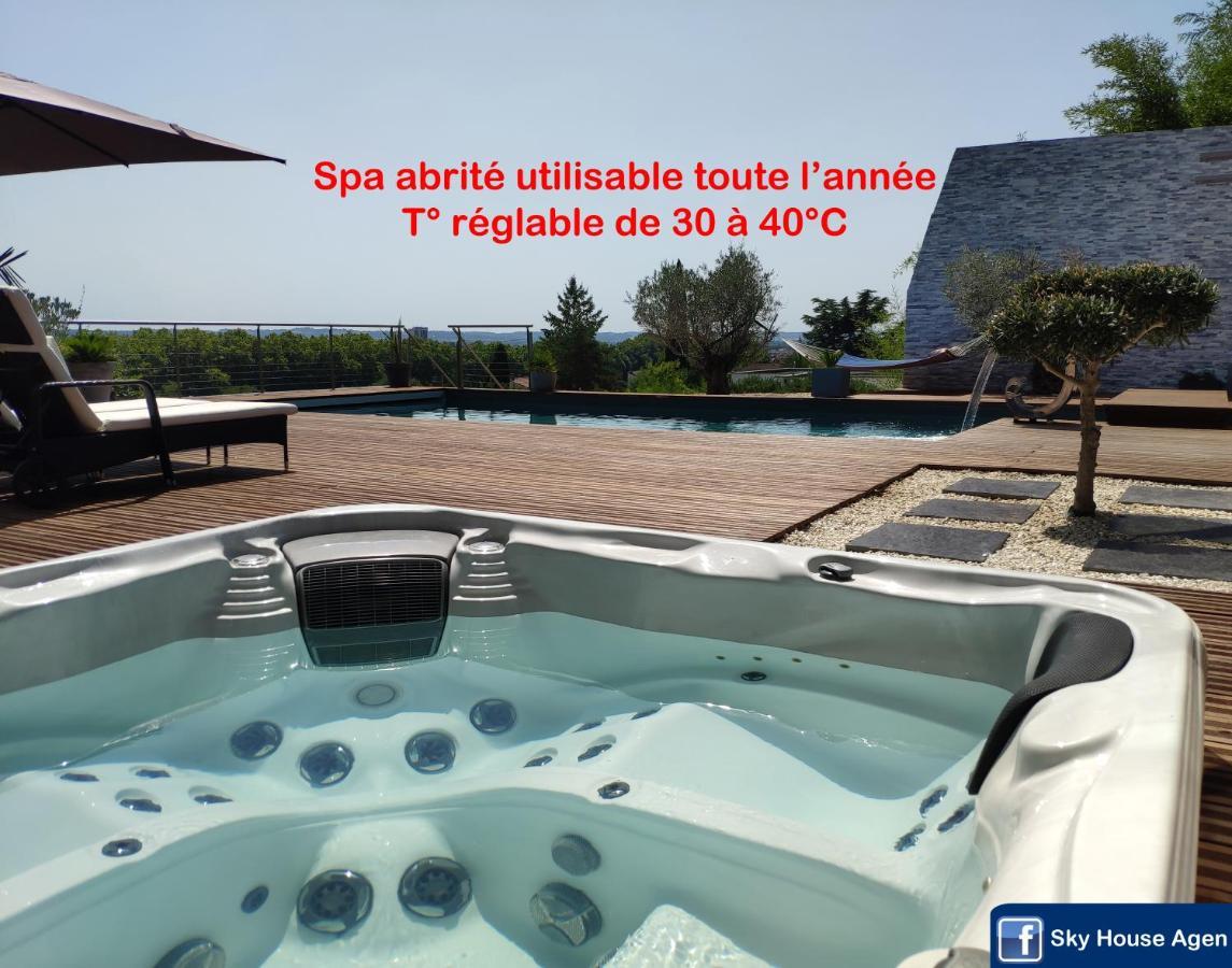 Piscine Chauffee Et Spa Jacuzzi Privatif Terrasse Sans Vis A Vis ,,,Sky House Agen,,, Exteriör bild