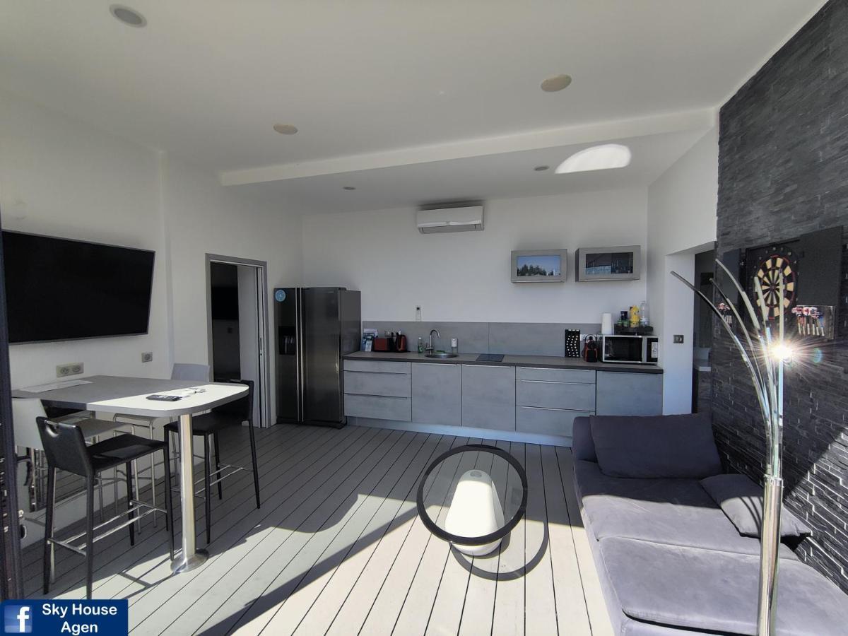 Piscine Chauffee Et Spa Jacuzzi Privatif Terrasse Sans Vis A Vis ,,,Sky House Agen,,, Exteriör bild